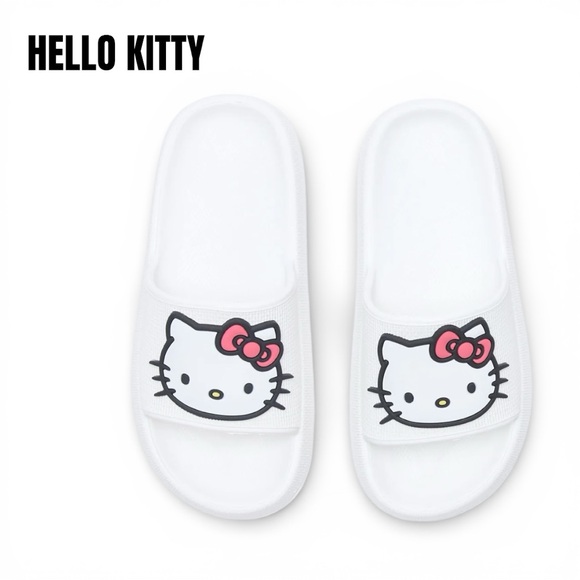 Hello Kitty Shoes - 089 Hello Kitty White Slides Womens Size Small